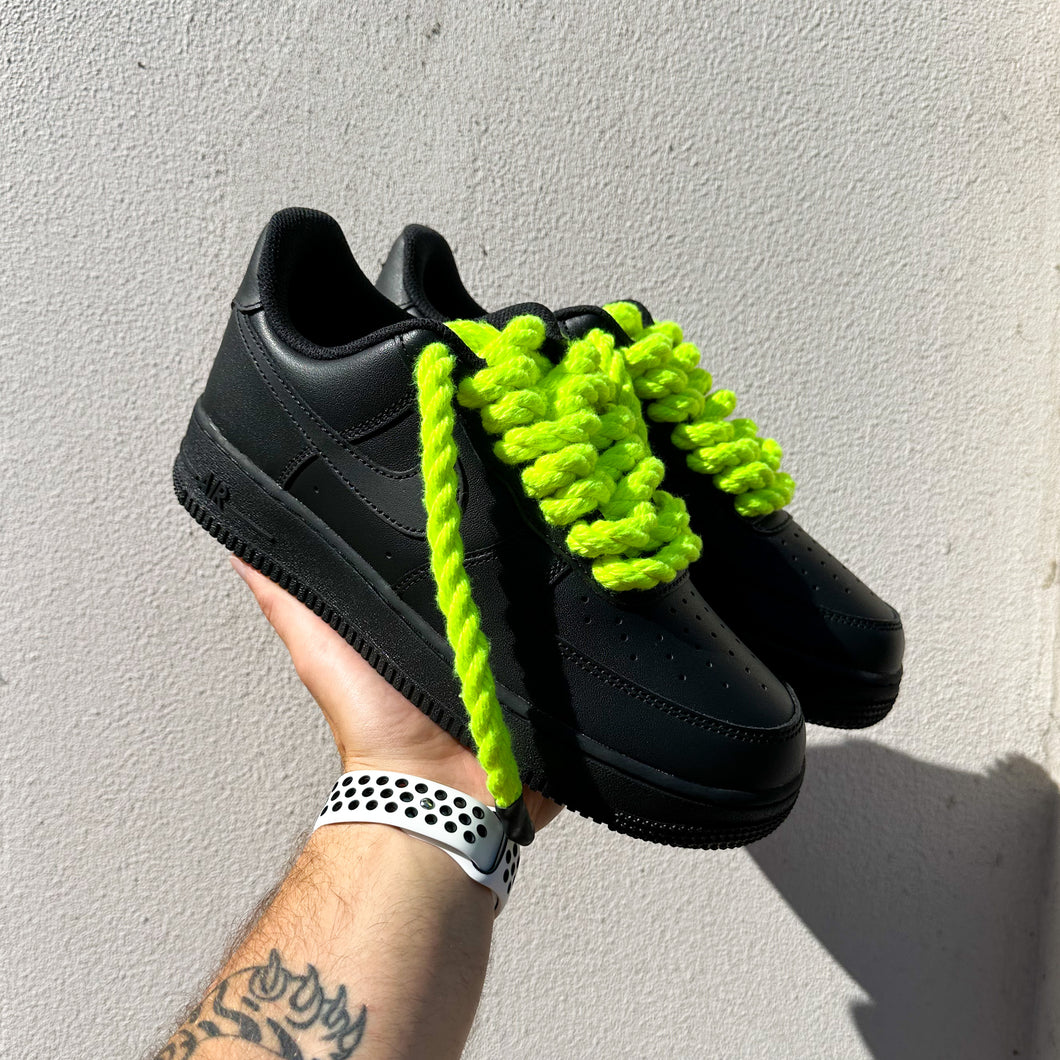Neon Green Black Rope Lace (glow in the dark)