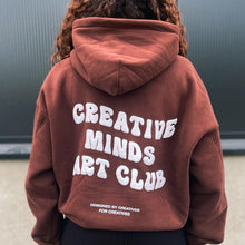 Load image into Gallery viewer, &#39;CREATIVE MINDS ART CLUB&#39; HOODIE BROWN
